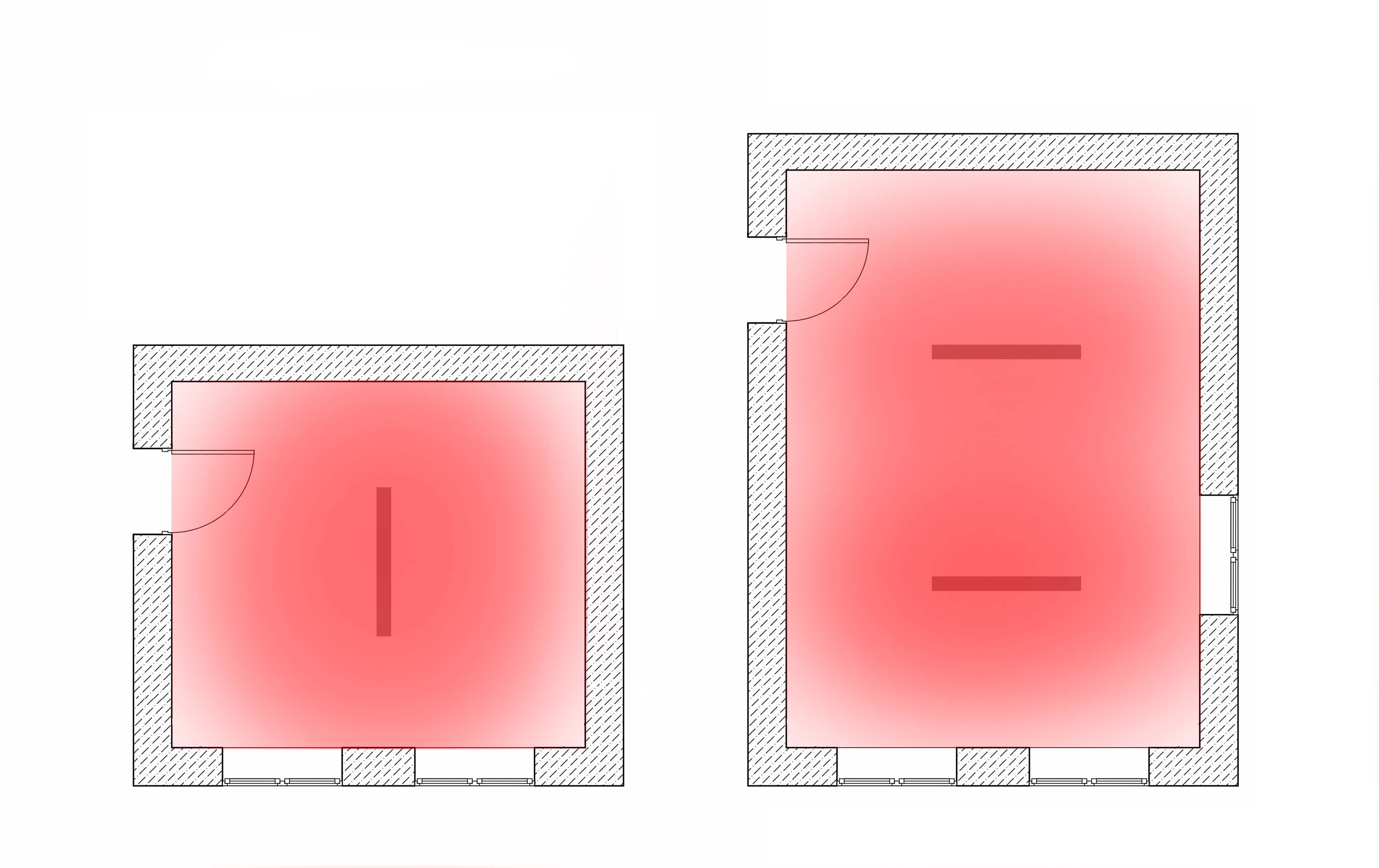 Примеры расположения потолочных ИК обогревателей