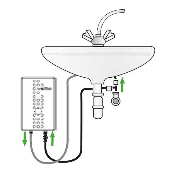 Подключение проточного водонагревателя Veito Flow E к водопроводу. Вариант 1.