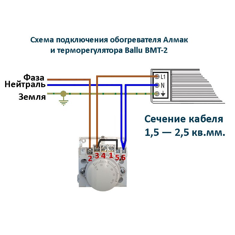 Терморегулятор ballu bmt 1 схема подключения