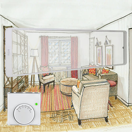 Комплект (обогреватель инфракрасный с терморегулятором) обогрева потолочный для комнаты до 8 квадратных метров - Премиум (Rprem8)